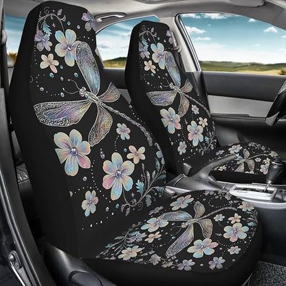 Dragonfly Flower Car Seat Covers Washable Seat Protector for Women Men Air Mesh Cloth Automotive Vehicle Seat Covers Car Accessories for Cars Interior for Cars