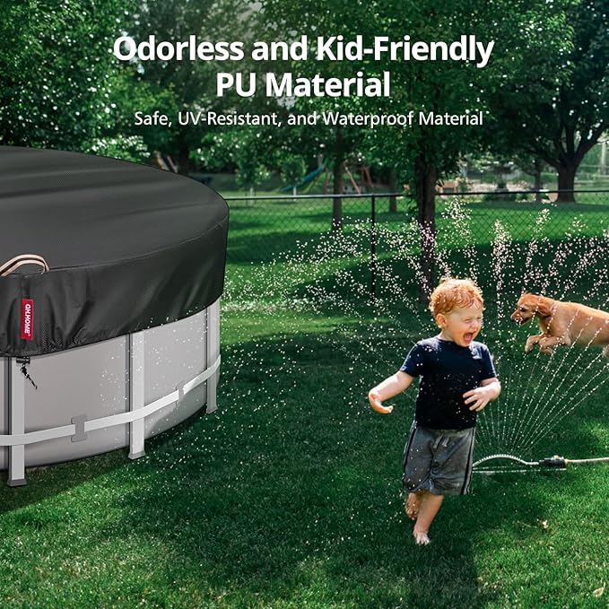 12Ft Round Pool Cover with 738N Strong Tear Resistant [600D Upgrade Extra Dense Heavy Duty Fabric] Swimming Pool Cover for Above Ground Pools
