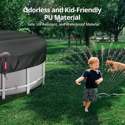 24Ft Round Pool Cover with 738N Strong Tear Resistant [600D Upgrade Extra Dense Heavy Duty Fabric] Swimming Pool Cover for Above Ground Pools