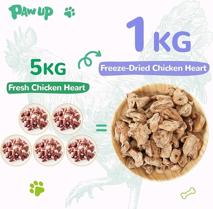 Freeze Dried Chicken Heart Pet Treats, High Protein Freeze-Dried Pet Food for Dogs, Cats, Fresh Ingredient, 3.2 oz, Rawhide Free, Gluten&Grain Free