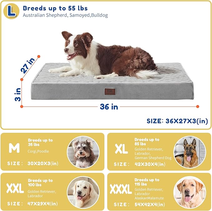 Orthopedic Dog Beds for Large Dogs with Removable Washable Cover 36 inch,