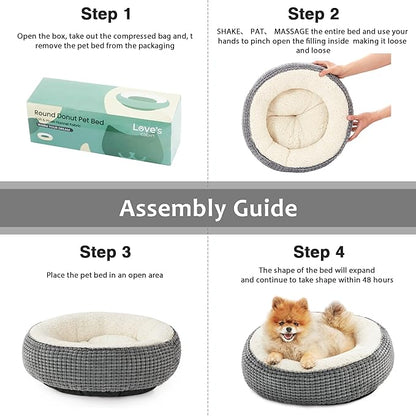 Love's cabin Round Donut Cat and Dog Cushion Bed 20in Pet