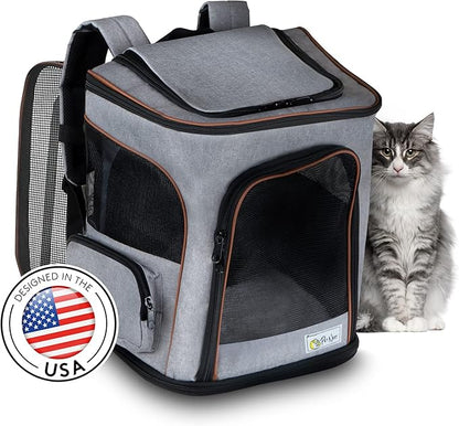 Expandable Pet Carrier Backpack for Cats, Dogs and Small Animals, Portable Pet Travel Carrier, Super Ventilated Design, Airline Approved, Ideal for Traveling/Hiking/Camping