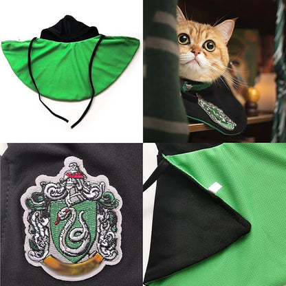 Cat Costumes 3 Piece Set with Glasses and Neckties, Cat Dog Cosplay Costume Set, Perfect for Party and Gifts for Cat Dog (Green, Large)