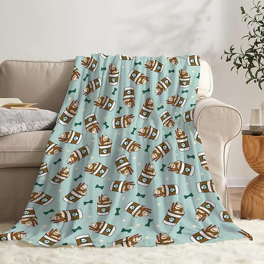 Puppy Coffee Dog Bone Blanket Gifts Super Soft Pet Blanket for Dog 120"x90" for