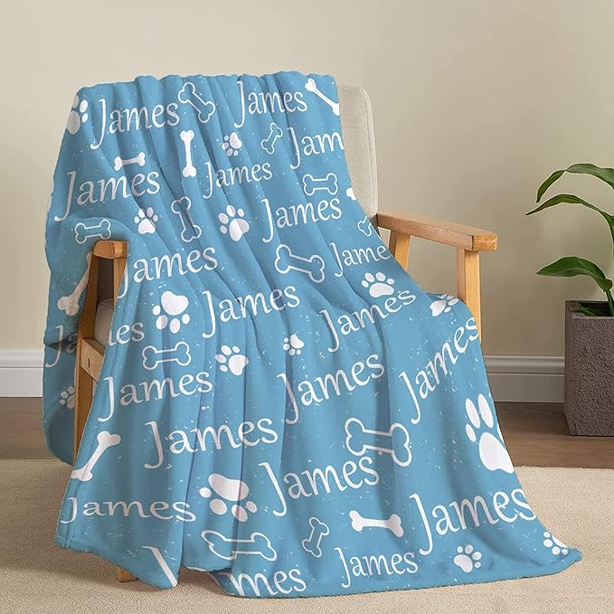 Personalized Dog Blankets Dog Paw Print Blanket Puppy Blanket 80"x60" for