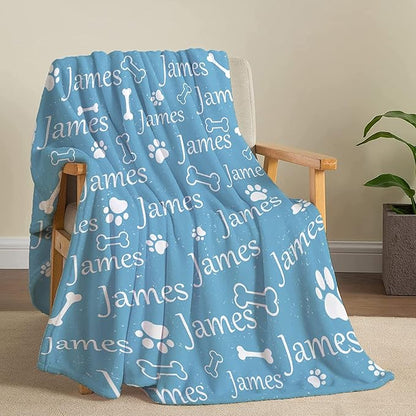 Personalized Dog Blankets Dog Paw Print Blanket Puppy Blanket 60"x50"