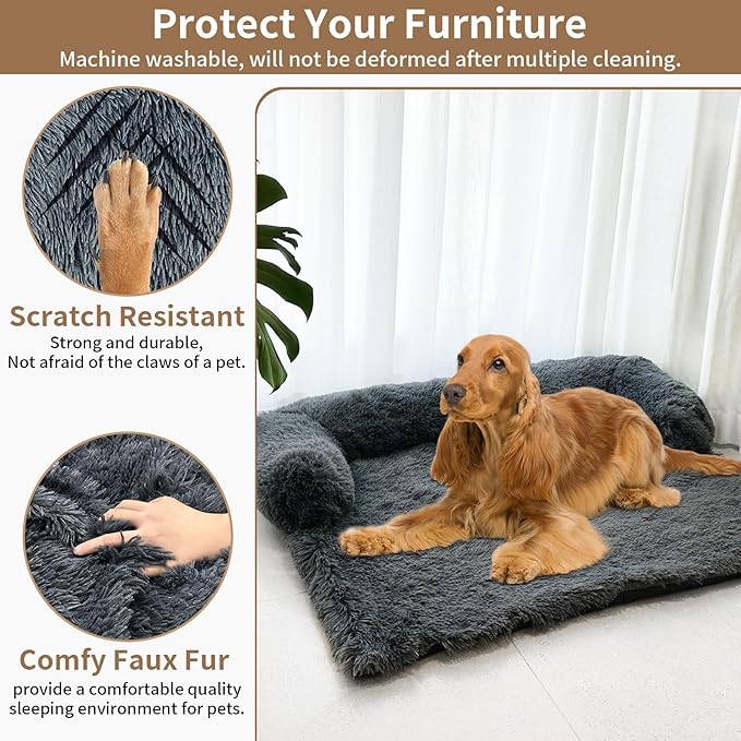 Calming Dog Couch Bed for Large Dogs 40.2 x 35.4 x 7.9 Inches
