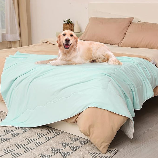 Kritter Planet Summer Cooling Blanket for Dogs, Soft Cooling Mat for Large Medium Dogs, Cooling Dog Bed Cover for Hot Weather, Washable, Aqua, 50 x 60 inch