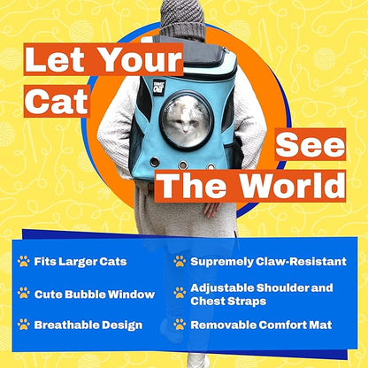 Fat Cat Backpack Carrier - Airline Approved Cat Carrier with Space Capsule Bubble for for Small Cats, Kitten - Premium Aqua Cat Carrier Backpack for Outdoor, Travel, Hiking, Pet Supplies