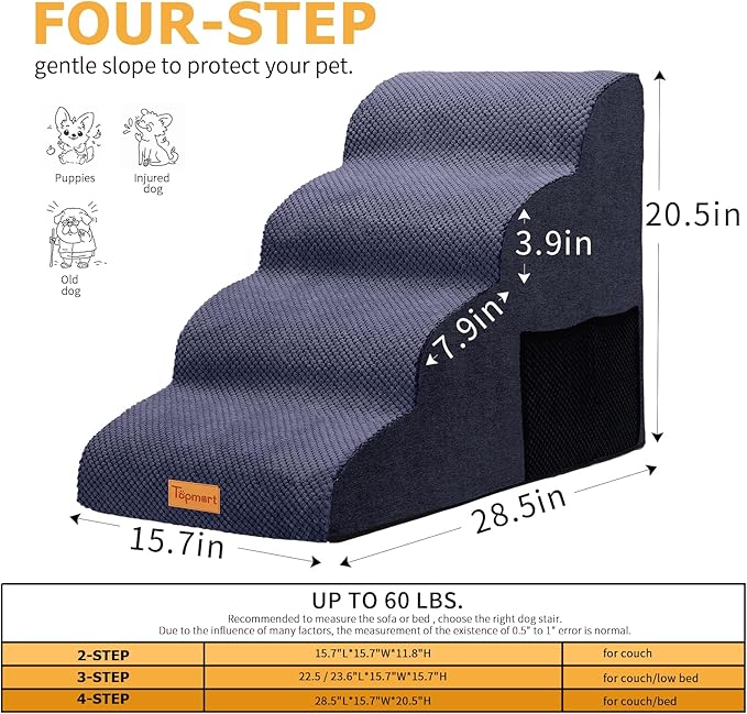 Topmart High Density Foam Dog Steps 4 Tiers