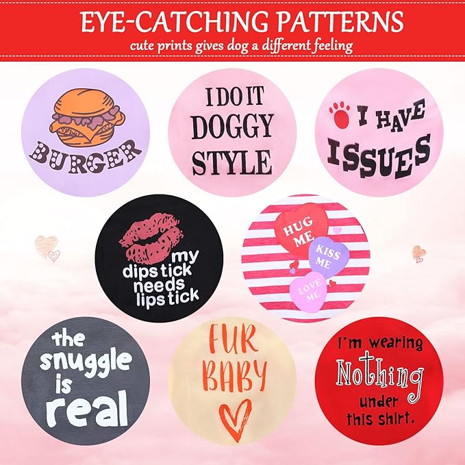 8 Pieces Pet Shirts Printed Puppy Shirts Soft Dog Shirt Pullover Dog T Shirts Cute Dog Sweatshirts Valentine's Day Puppy Girl Clothes Dog Outfits Small Dog for Pet Dogs Cats (Classic Pattern