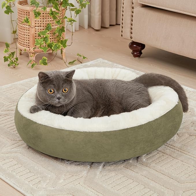 Love's cabin Round Donut Cat and Dog Cushion Bed 20in Pet