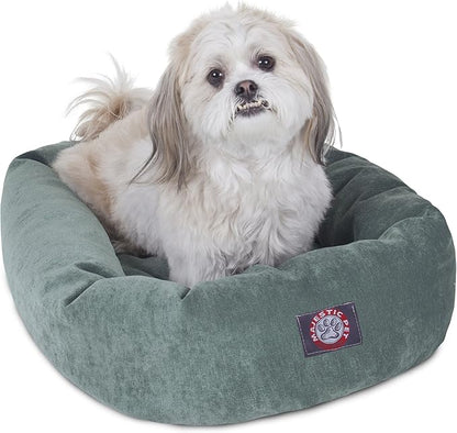 Majestic Pet 24 Inch Micro Velvet Calming Dog Bed Washable – Cozy Soft Round Dog Bed with Spine for Head Support 24x19x7 (inch)