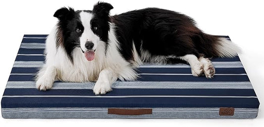 Bedsure Large Patterned Dog Bed for Large Dogs Cover(36"x27", Navy