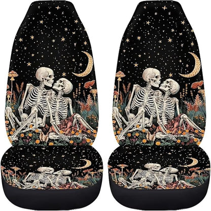 Halloween Skull Mushroom Moon Car Seat Covers Washable Seat Protector for Women Men Automotive Vehicle Seat Covers Car Interior Accessories for Cars