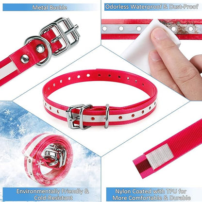 Replacement Collar Strap 3/4',Reflective,Adjustable,Metal Buckled,Waterproof Pack2)