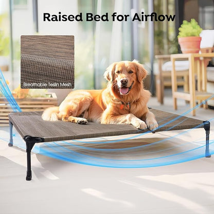 Veehoo Cooling Elevated Dog Bed + Waterproof Removable Pillow-Top Mat CWC2331B