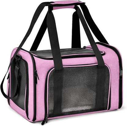 Henkelion Large Cat Carriers Dog Carrier Pet Carrier for Large Cats Dogs Puppies up to 25Lbs, Big Dog Carrier Soft Sided, Collapsible Travel Puppy Carrier - Large - Pink