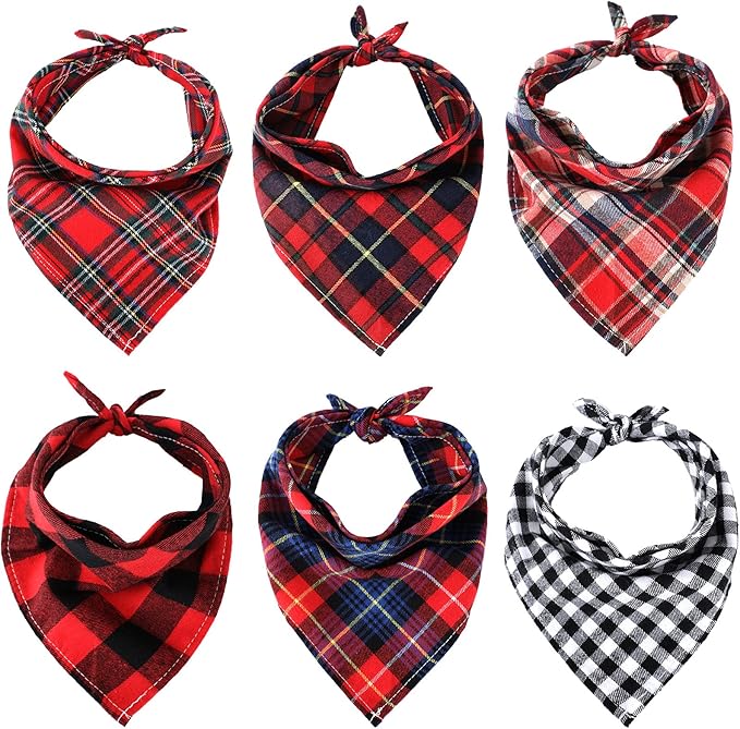 Christmas Dog Bandanas 6 Pieces Style,16.1 Inch)