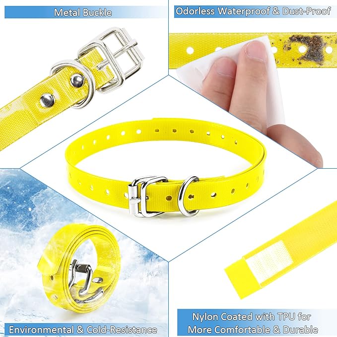 Replacement Collar Strap 3/4',Adjustable,Metal Buckled,Waterproof Pack2)
