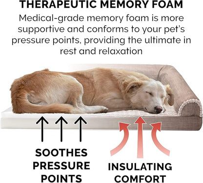 Furhaven Memory Foam Dog Bed for Medium/Small Dogs w/ Removable Bolsters & Washable Cover 35 lbs