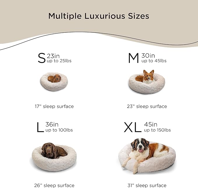 Best Friends by Sheri The Original Calming Donut Cat and Dog Bed in Lux Fur Oyster 30"