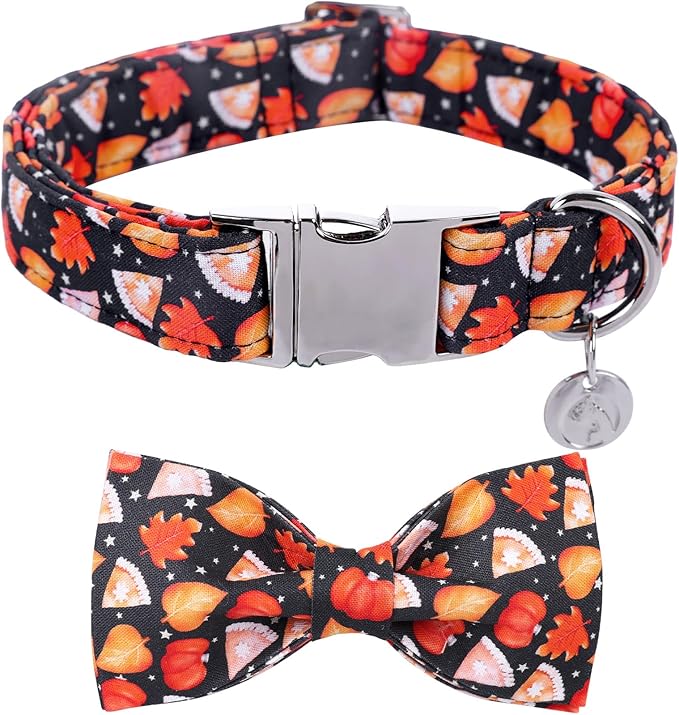 DOGWONG Fall Dog Collar with Bowtie
