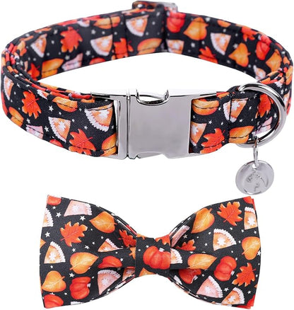 DOGWONG Fall Dog Collar with Bowtie