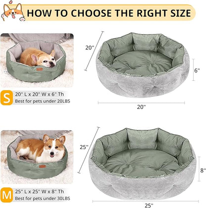 Dual-Sided Dog Beds for Medium & Small Dogs 25" L 25" W 8" Th)
