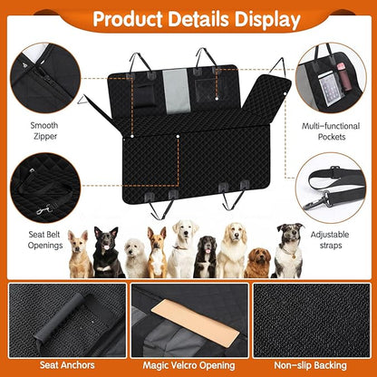 Dog Car Seat Cover for Back Seat with Strong Hard Bottom