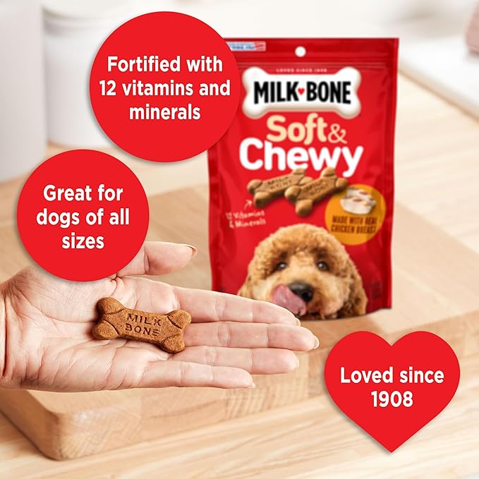 Milk-Bone Soft & Chewy Dog Treats, Chicken Recipe, 5.6 Ounce (Pack of 10) Made with Real Chicken Breast