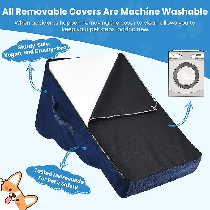 PAWSCRAT Dog Stairs 4 Steps 19.6 inch 30D Foam