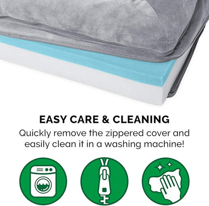 Furhaven Cooling Gel Dog Bed for Large Dogs w/ Removable Bolsters & Washable Cover 95 lbs