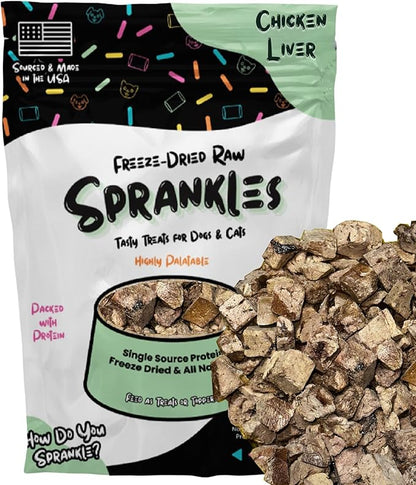 Freeze Dried Chicken Treats for Cats & Dogs - Single Ingredient All Natural Grain-Free, High Protein, Made in USA - Perfect for Training, Topper or Snack (Chicken Liver, 1 Pound)