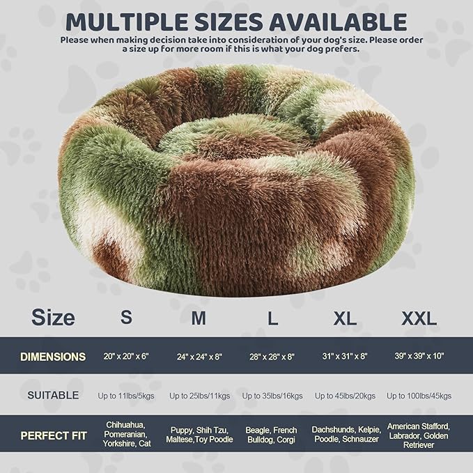 Calming Dog Bed for Medium Large Dogs 39", Green