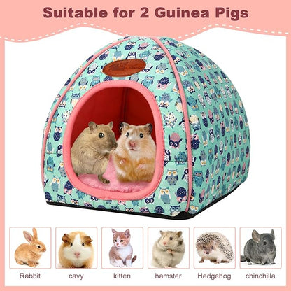 Cozy Guinea Pig Hideout Bed Soft Fleece Material Removable Cushion Washable and Dryer Friendly Perfect Cage Accessories for Rabbits Hamsters Hedgehogs