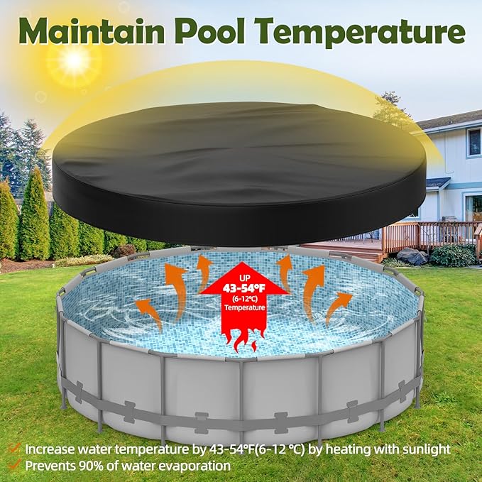 21FT Round Pool Cover Pool Covers for Above Ground Pools 210D Solar Pool Cover Heavy Duty Pool Covers Resist Tear and Fade
