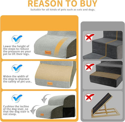 Topmart 2 Tiers Foam Dog Stairs/Steps for Small Dogs Pain,11.8”H