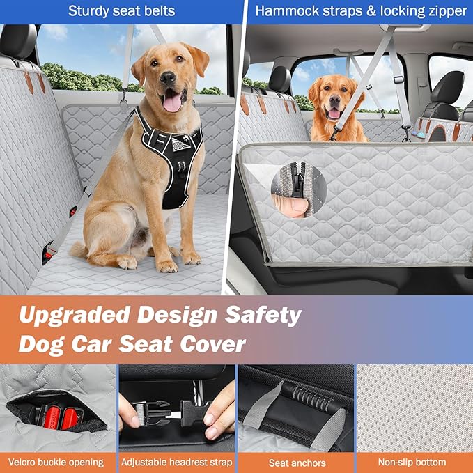 Dog Car Seat Cover for Back Seat 330lbs Waterproof