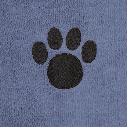 Bone Dry Pet Grooming Towel Collection Embroidered Absorbent Microfiber Drying Set 15x30, Stonewash 3 Count