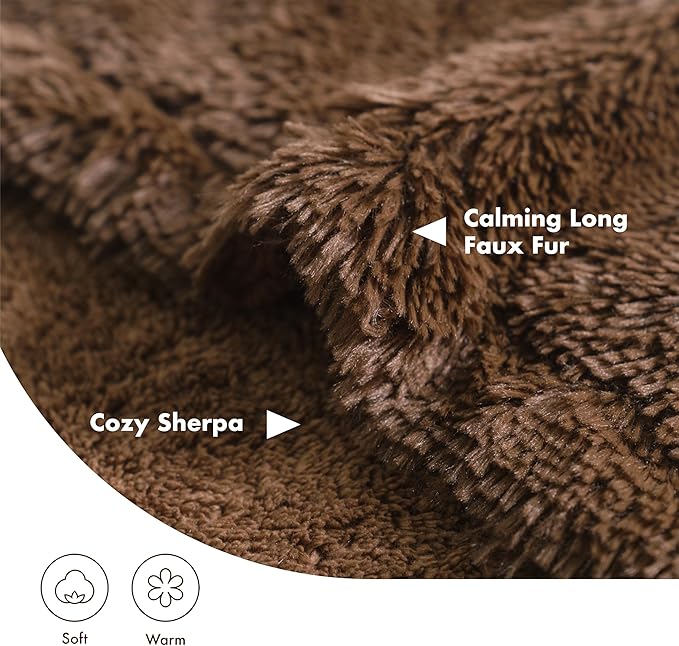 gogobunny Waterproof Plush Long Faux Fur Pet Throw Blanket Ultra Soft Fluffy Bed Couch Cover Washable (50x60 Inch 1), Chocolate)