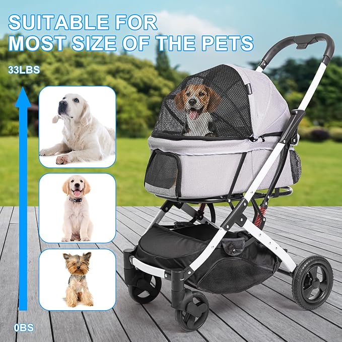 Pet Stroller for Middle Dogs Cats with Pets