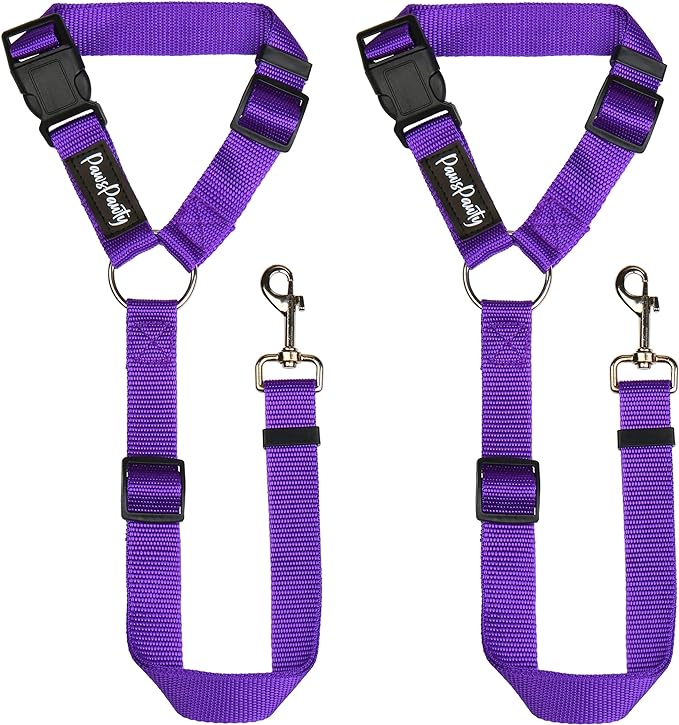 PawsPawty 2 Pack Headrest Dog Car Safety Seat 2-in-1 Leash