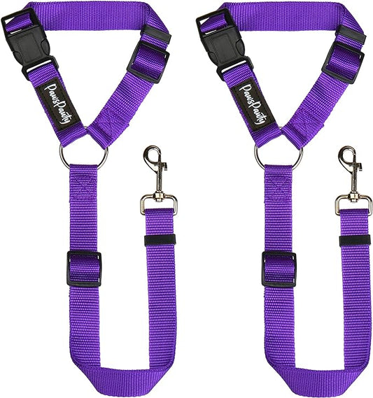PawsPawty 2 Pack Headrest Dog Car Safety Seat 2-in-1 Leash