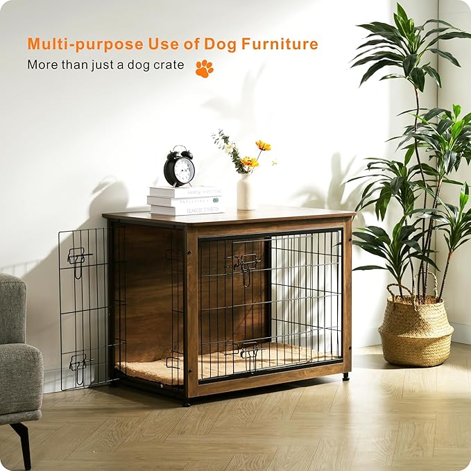 DWANTON Dog Crate Furniture with Cushion 32.5" L,