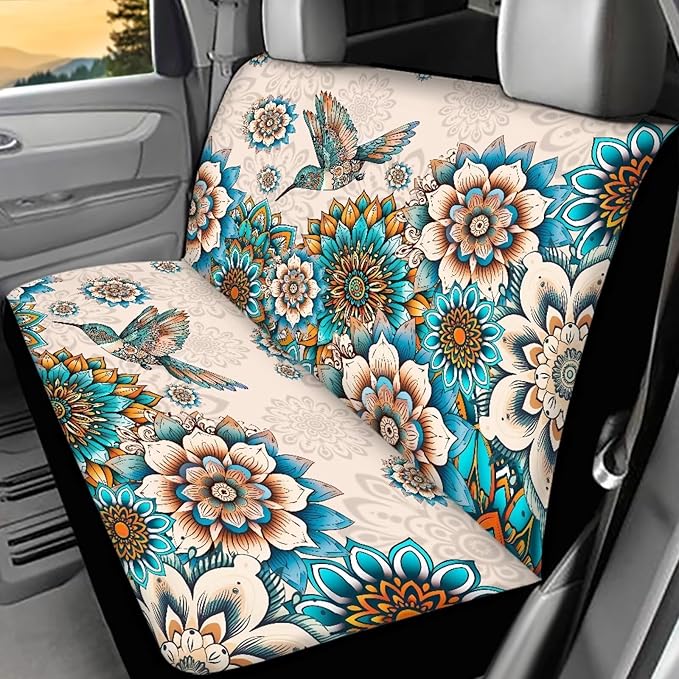 AFPANQZ Boho Floral Pattern Car Rear Seat Cover