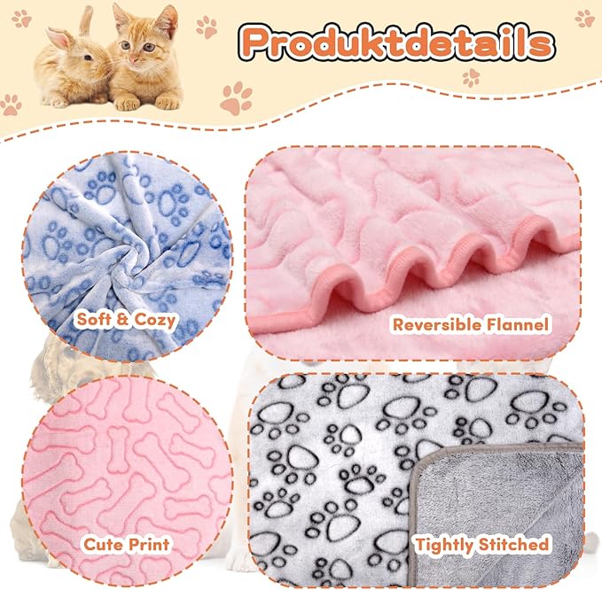 1 Pack 3 Dog Blankets for Medium Dogs, Soft Fleece Dog Blanket Fluffy Pet Blanket Warm Sleep Mat Cute Paw Print Puppy Cat Blanket, Flannel Throw for Washable Dog Bed, Blanket for Dogs, 41"X31"