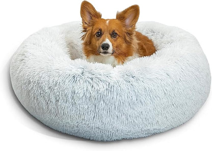 Best Friends by Sheri The Original Calming Donut Cat and Dog Bed in Shag Fur Frost 30"