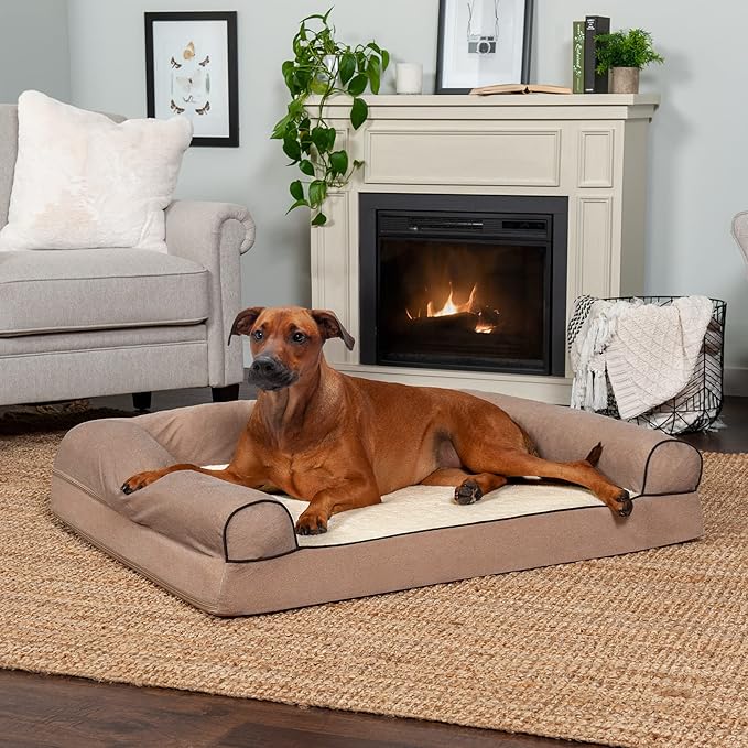 Furhaven Orthopedic Dog Bed for Large Dogs w/ Removable Bolsters & Washable Cover 95 lbs